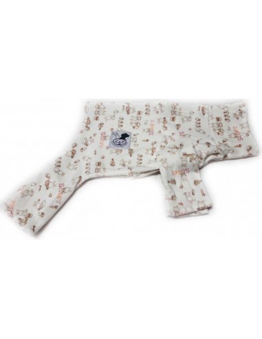 Pijama para perro de felpa beige con motivos de conejos en tonos tostados