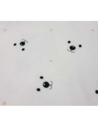 Pijama para perro de felpa beige con motivos de osos con puntos rosas