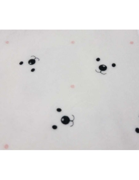 Pijama para perro de felpa beige con motivos de osos con puntos rosas