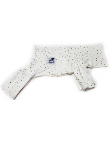 Pijama para perro de felpa beige con estrellas grises
