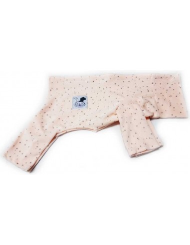 Pijama para perro de felpa rosa con estrellas grises