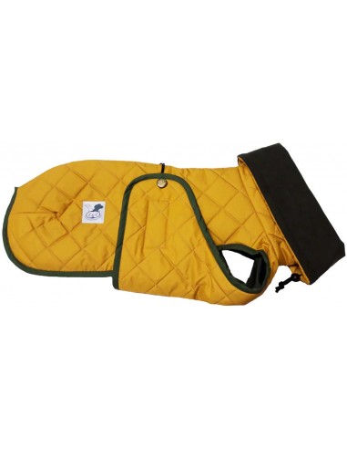 Abrigo impermeable acolchado para galgo mostaza con forro polar