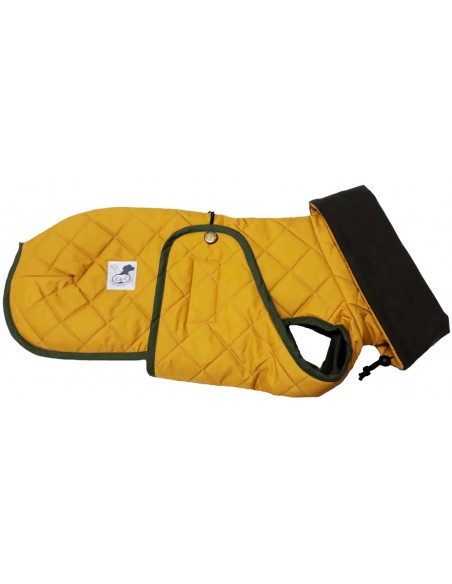 Abrigo impermeable acolchado para galgo mostaza con forro polar