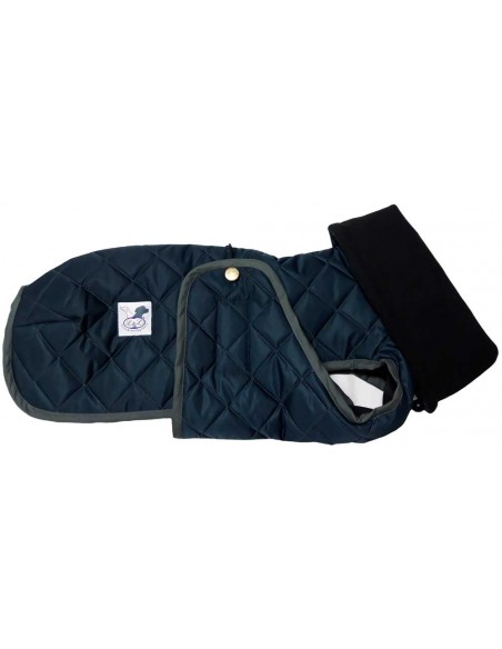 Abrigo impermeable acolchado para galgo verde petróleo con forro polar