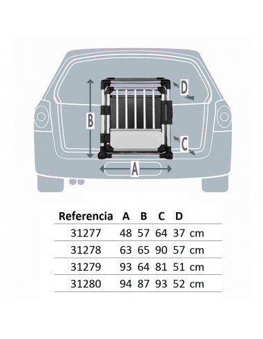 Transportín de perro para coche de aluminio