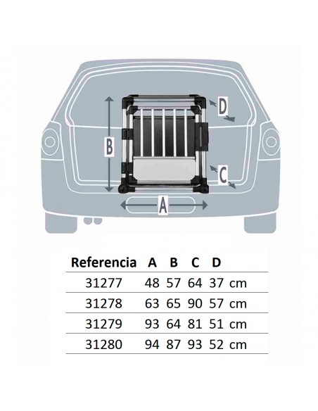 Transportín de perro para coche de aluminio