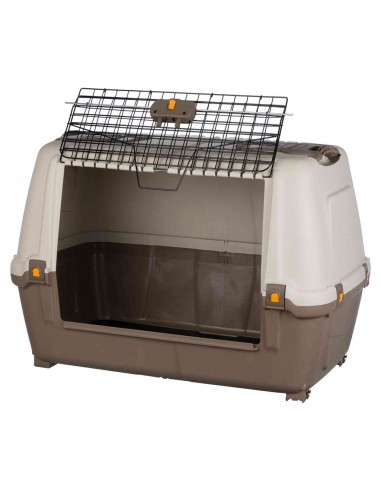 Transportín Skudo de coche para perro de plástico con optimización de espacio + puerta metálica