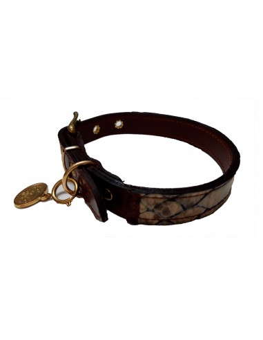Collar de piel Serpiente oscuro de...