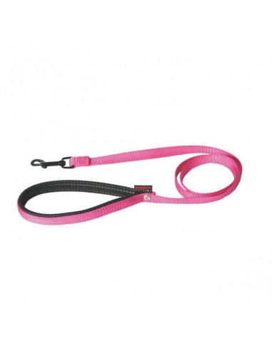 Correa para perro nylon rosa con empuñadura acolchada