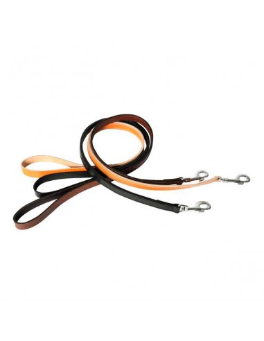 Correa para perro piel flor doble
