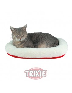 Cuna para gatode felpa, reversible, color rojo y borreguillo