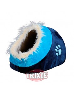 Cuna para perro con funda de peluche y cojín reversible modelo Minou azul