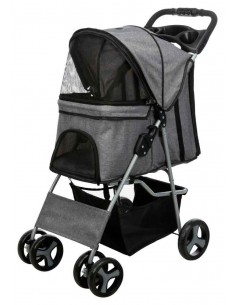 Cochecito para transporte de perros en aluminio y nylon gris
