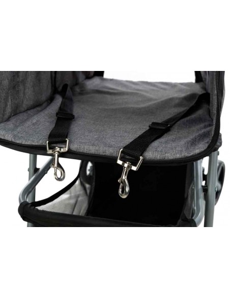 Cochecito para transporte de perros en aluminio y nylon gris