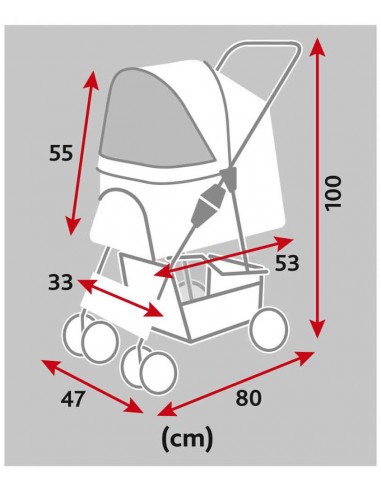 Cochecito para transporte de perros en aluminio y nylon gris