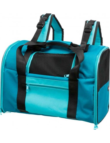Mochila para transporte de perros en Nylon negro y azul modelo Connor