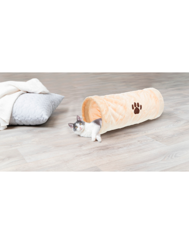 Túnel beige de juego para gato