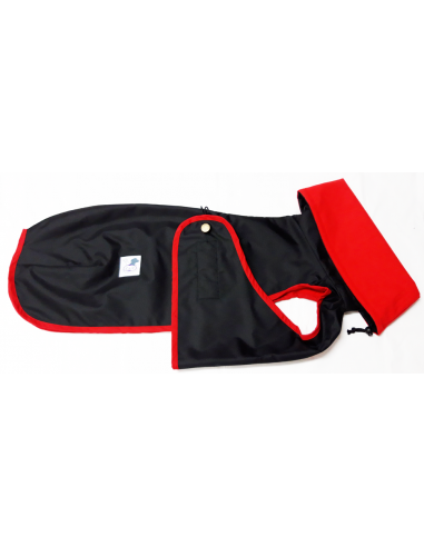 Abrigo Impermeable negro con forro polar para galgo Abrigo Impermeable negro con forro polar para galgo