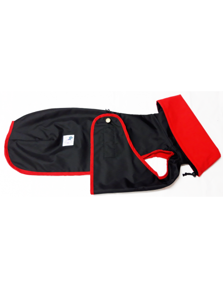 Abrigo Impermeable negro con forro polar para galgo Abrigo Impermeable negro con forro polar para galgo