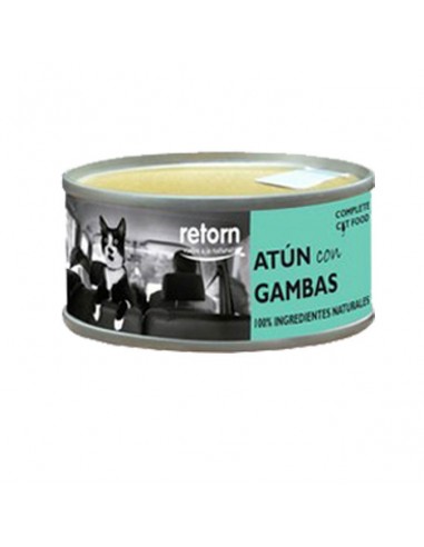 Lata RETORN ingredientes naturales, atún con gambas atún 42 por ciento  y gamba 5 por ciento
