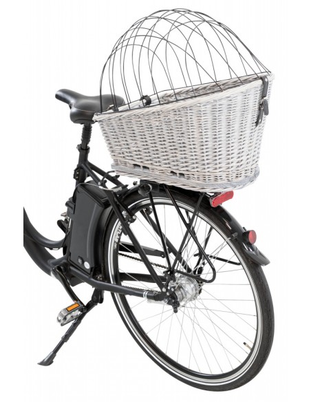 Cesta mimbre para llevar perro en bicicleta