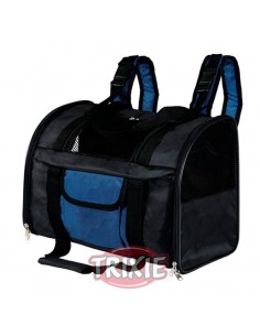 Mochila para transporte de perros en Nylon negro y azul modelo Connor