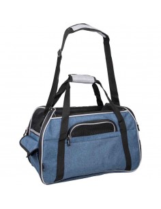 bolso transporte perro tejido azul
