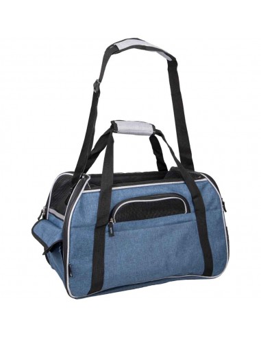 bolso transporte perro tejido azul
