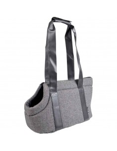 bolso transporte perro tejido gris