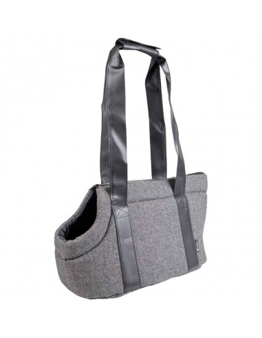bolso transporte perro tejido gris