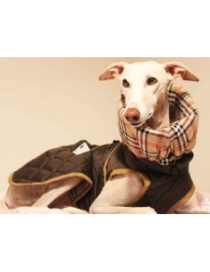 abrigo impermeable acolchado galgo color marron chocolate