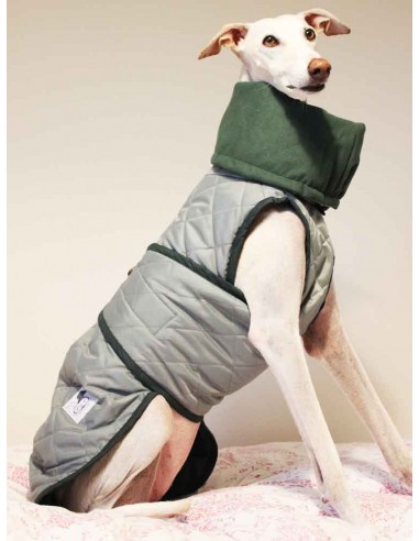 Abrigo impermeable acolchado para galgo verde con forro polar