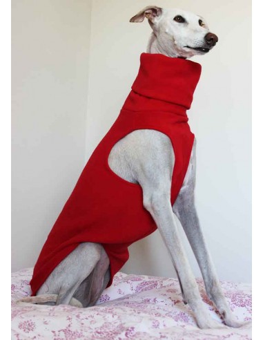 Ropa para perro forro polar para galgo color rojo
