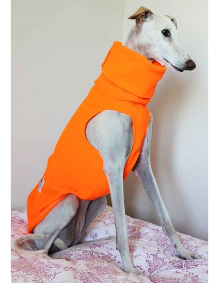 Ropa para perro forro polar para galgo color naranja