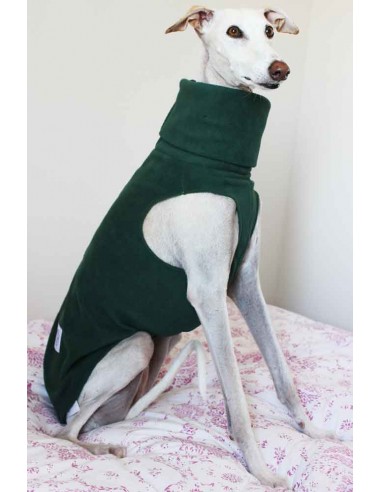 Ropa para perro forro polar para galgo color verde oscuro