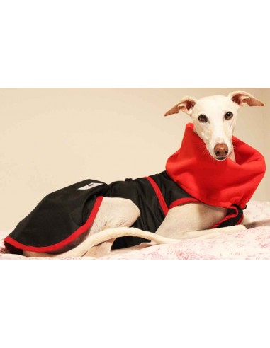 Abrigo Impermeable negro con forro polar para galgo