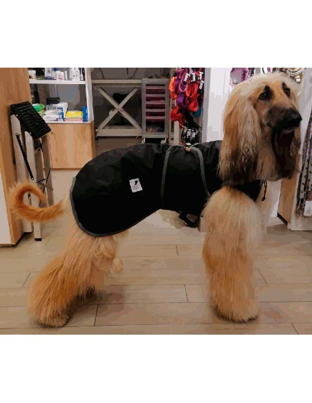 Impermeable negro con forro algodon para galgo