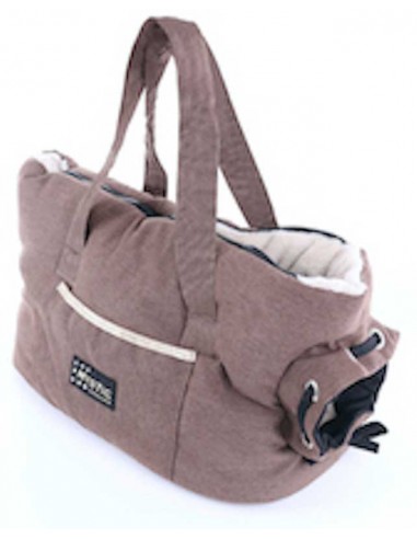 bolso transporte de perro gris