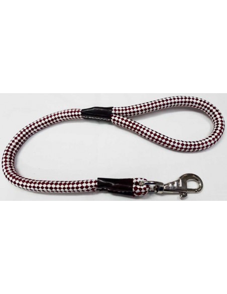 Correa para perro cordón tipo cuerda gruesa granate blanca