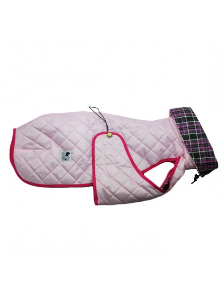 abrigo impermeable acolchado galgo color rosa