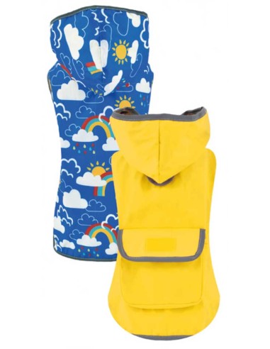 Impermeable con capucha reversible para perro modelo Amarillo-Raimbow