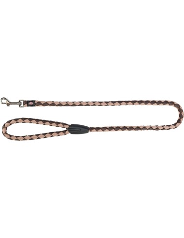 Correa para perro en nylon trenzado beige y marrón