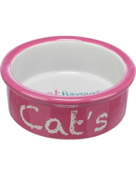 Comedero cerámico para gato color Rosa Trixie