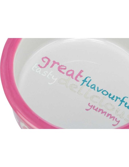 Comedero cerámico para gato color Rosa Trixie