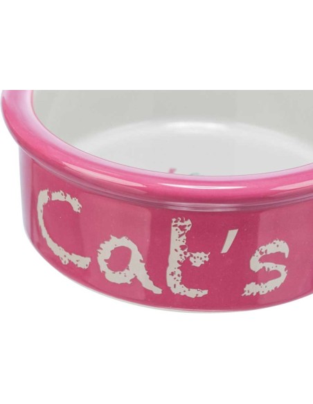 Comedero cerámico para gato color Rosa Trixie