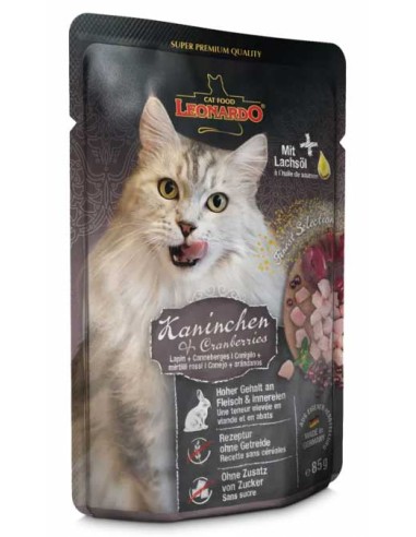 Pouches para gato Leonardo de conejo y arándanos