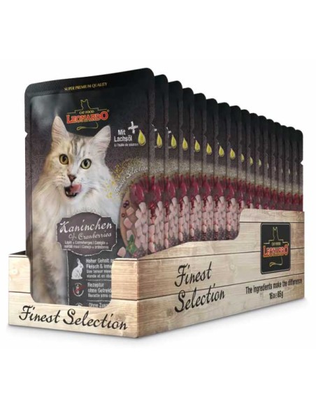 Pouches para gato Leonardo de conejo y arándanos