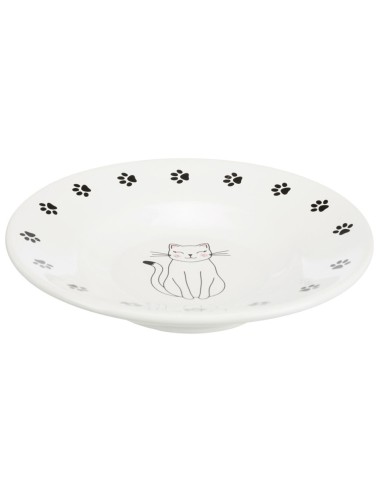 Comedero cerámico llano para gato color blanco Trixie