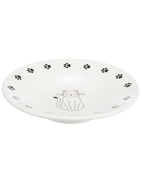 Comedero cerámico llano para gato color blanco Trixie