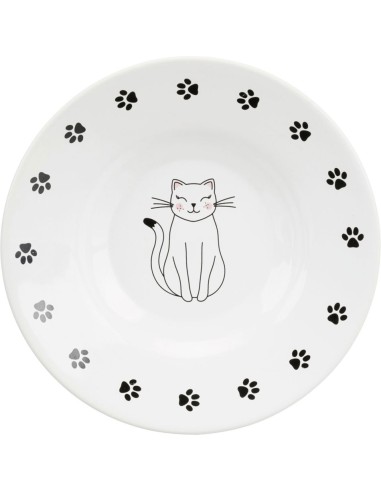 Comedero cerámico llano para gato color blanco Trixie